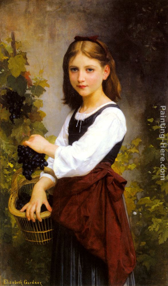 A Young Girl Holding a Basket of Grapes painting - Elizabeth Jane Gardner Bouguereau A Young Girl Holding a Basket of Grapes art painting